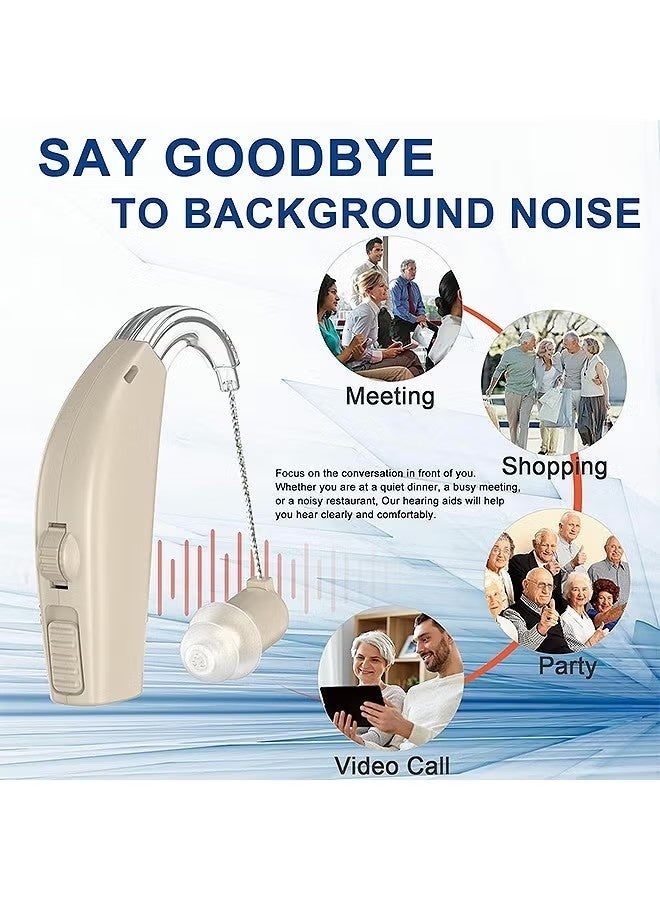 NH Rechargeable Hearing Aids | LED Power Display, Noise Cancelling, Volume Control, Digital Amplifier | for Hearing Impaired (White) - Image 3